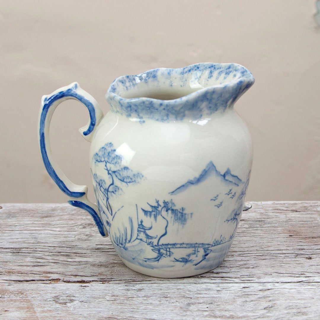 Hand Painted Oriental jug Peony