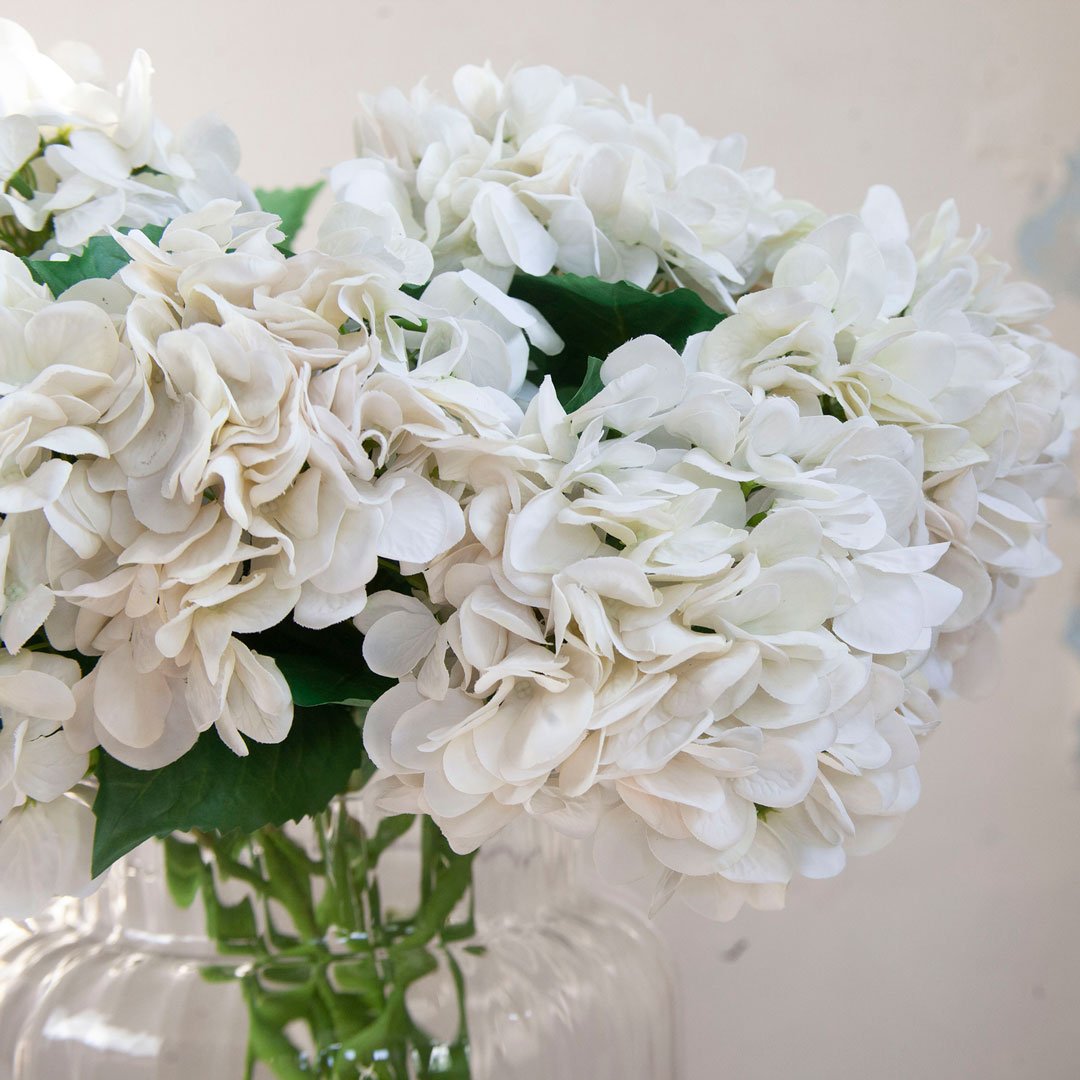 Real Touch Bridal White Hydrangea Stem with Leaves Peony