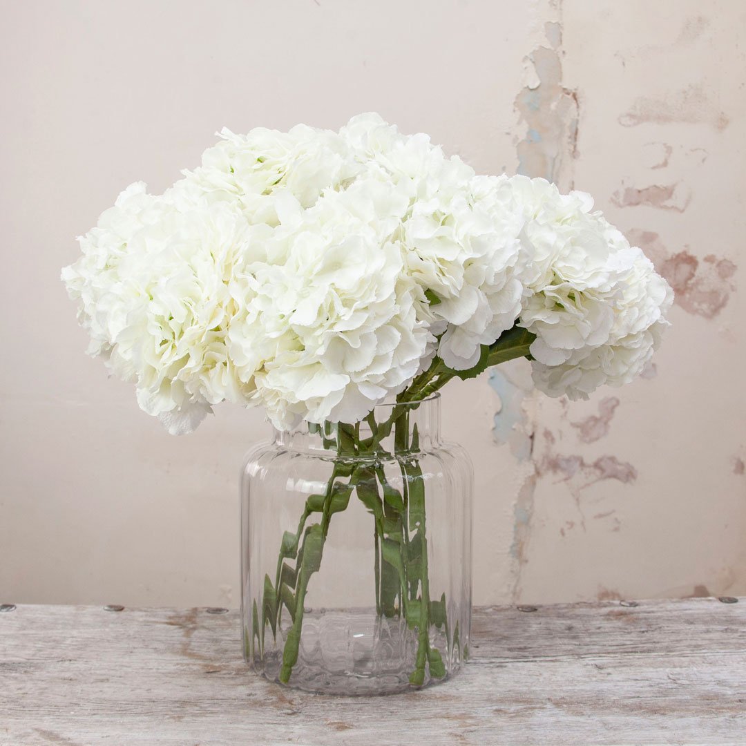 Large White Pom Pom Hydrangea Stem Peony