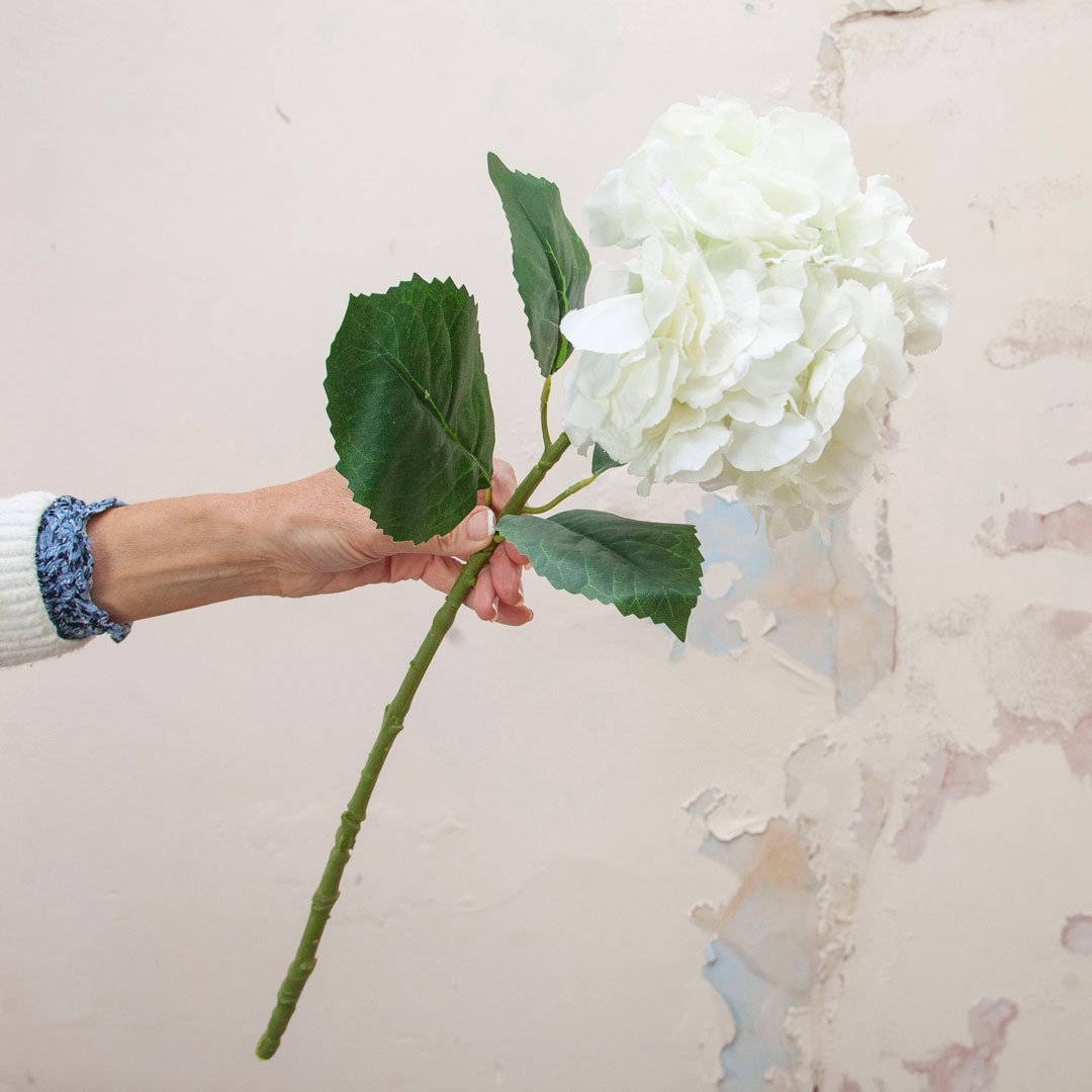 Large White Pom Pom Hydrangea Stem Peony