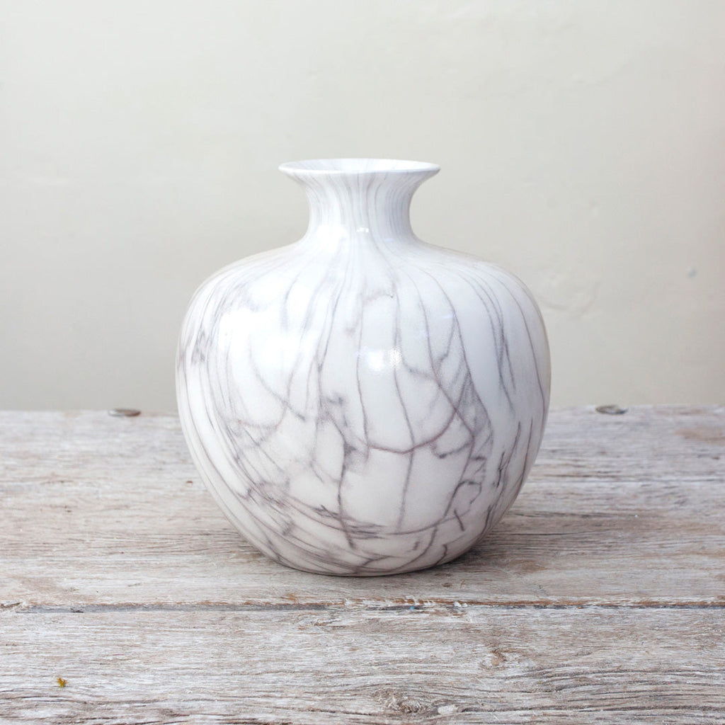 Ceramic Marble Effect Vase Peony