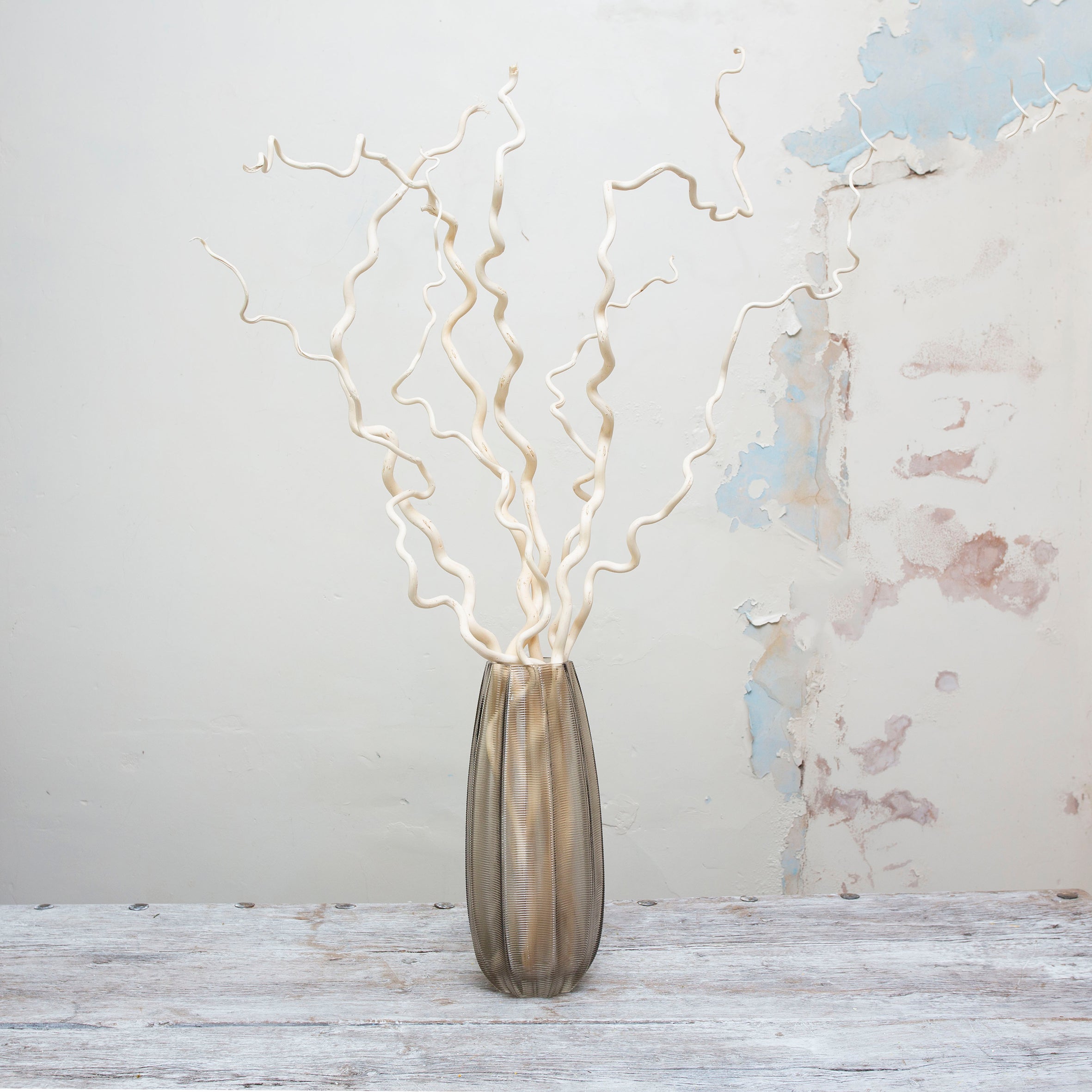 Pack of three bleached contorted hazlenut on an extra long stem. Peony