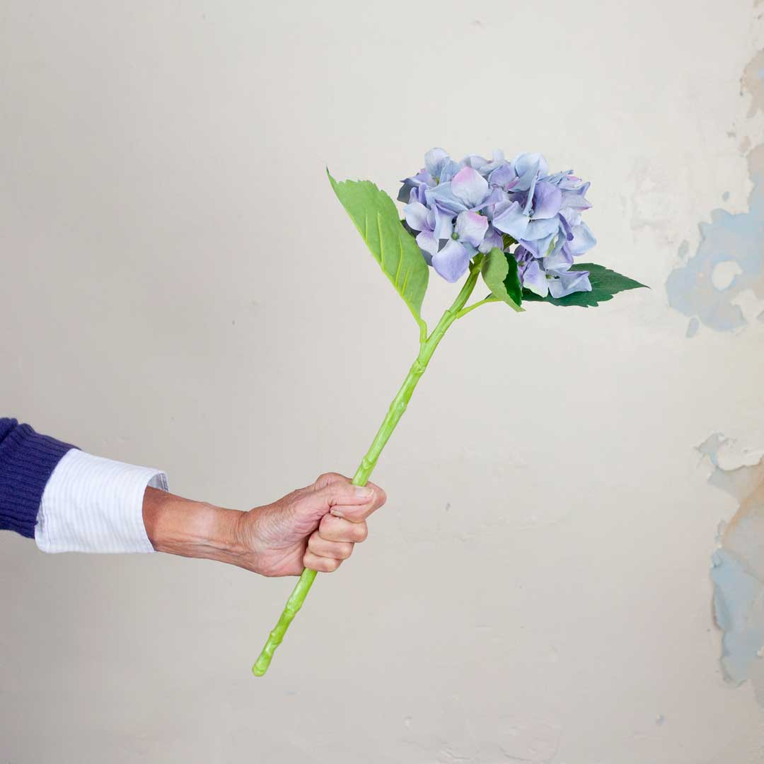 Blue Hydrangea with leaves on a Long Waterproof Stem Peony