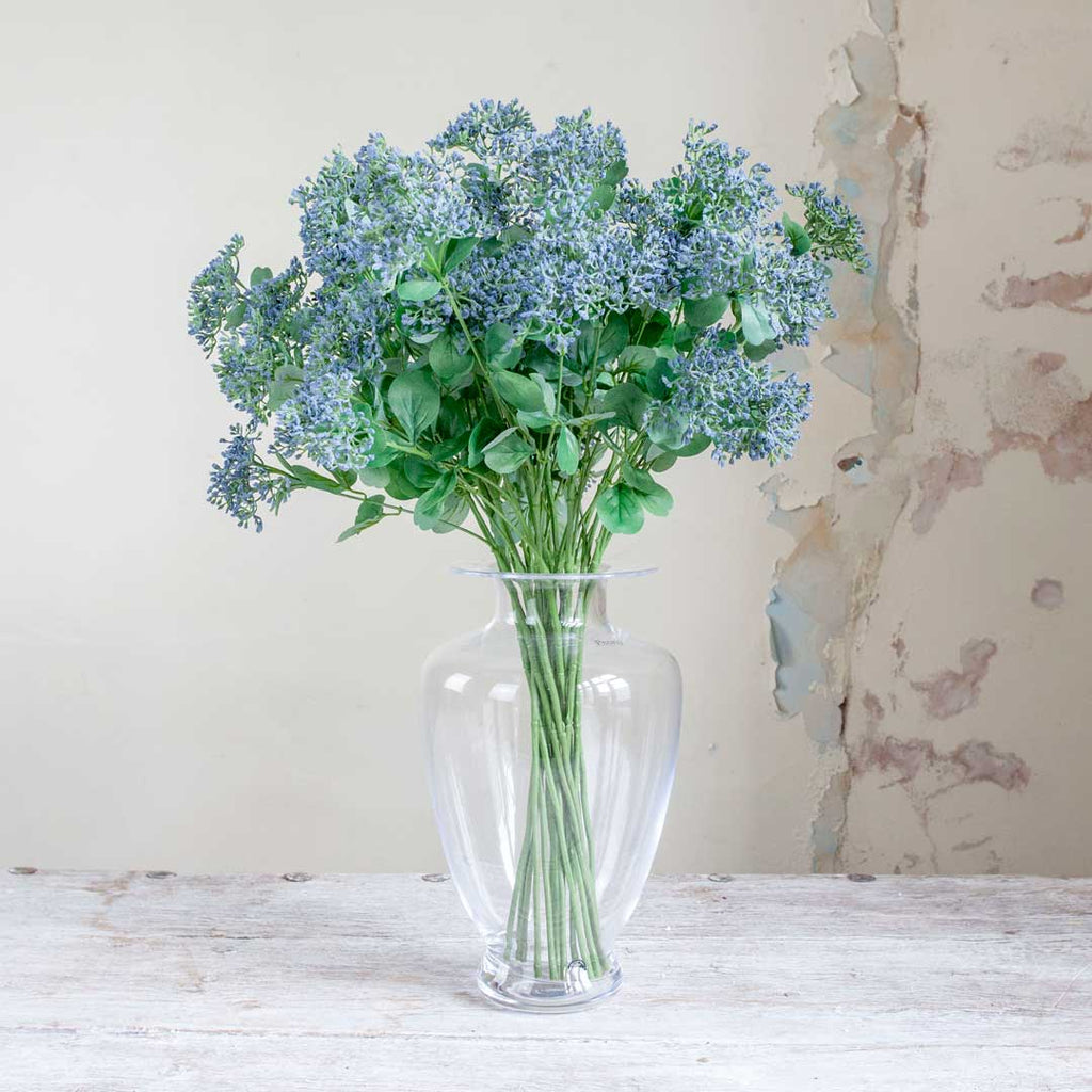 Achillea with Blue Berries and Leaves on a Long Stem Peony