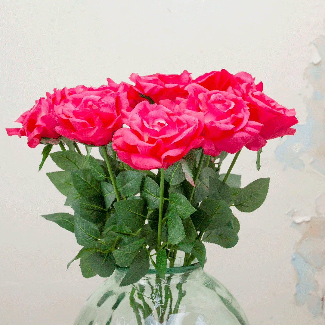 Real touch fuchsia pink rose Peony