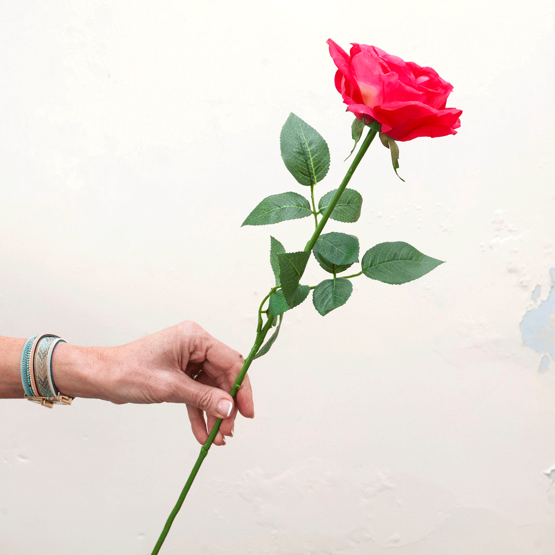 Real touch fuchsia pink rose Peony