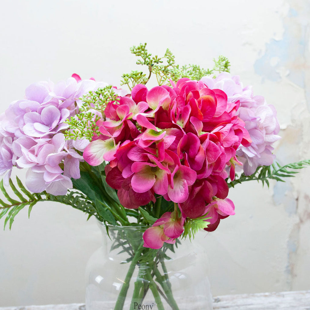 5 stems of hydrangeas and Patrina in the Hamptons vase Peony