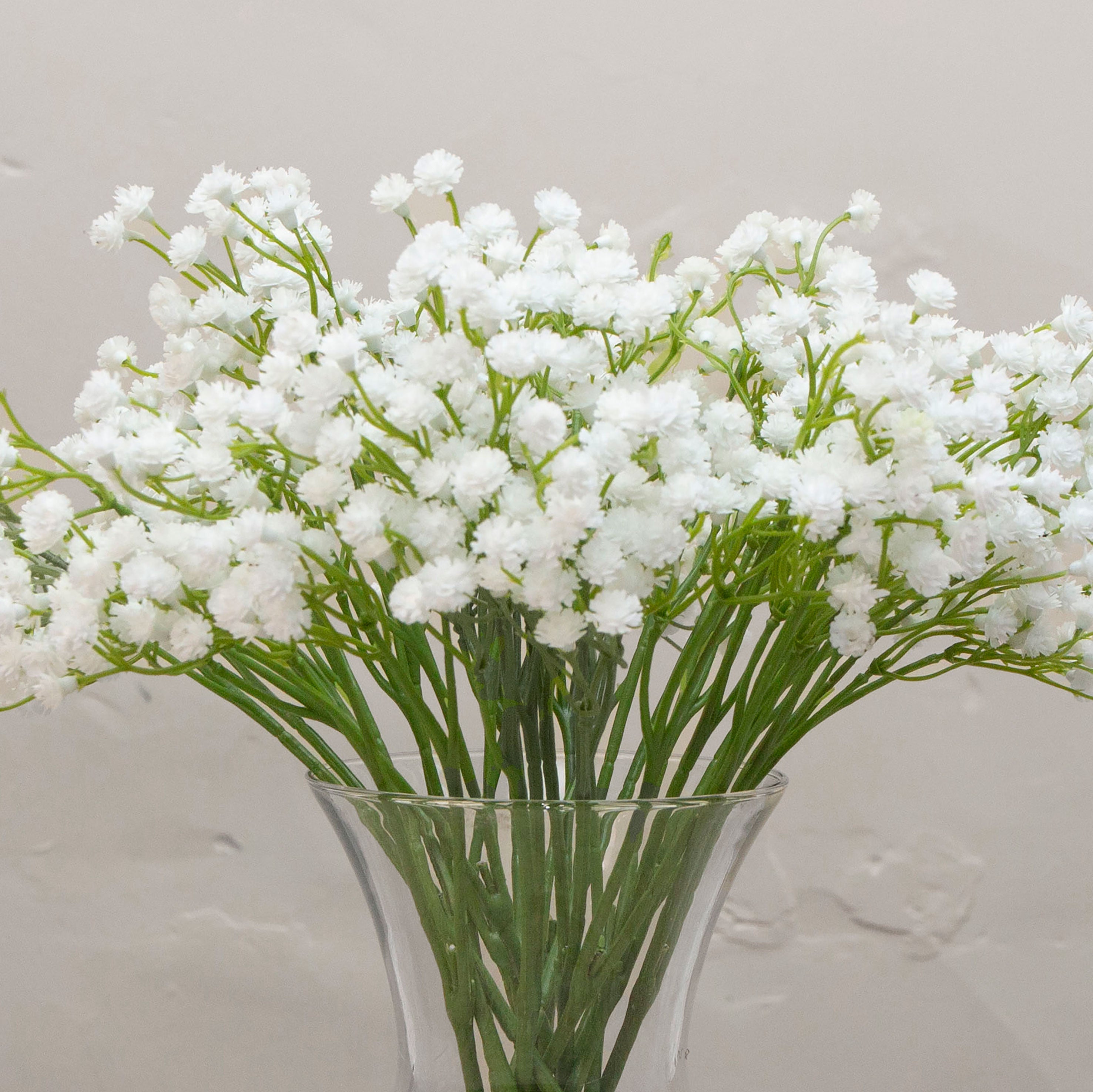 Close up of artificial white gypsophila stem picks 