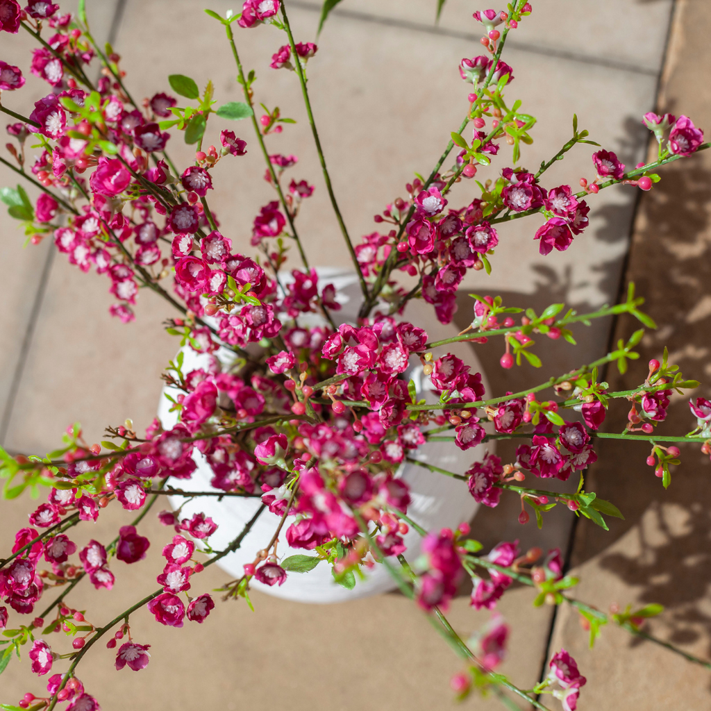 Cherry Blossom in a White textured Bowl Lifestyle Close Up