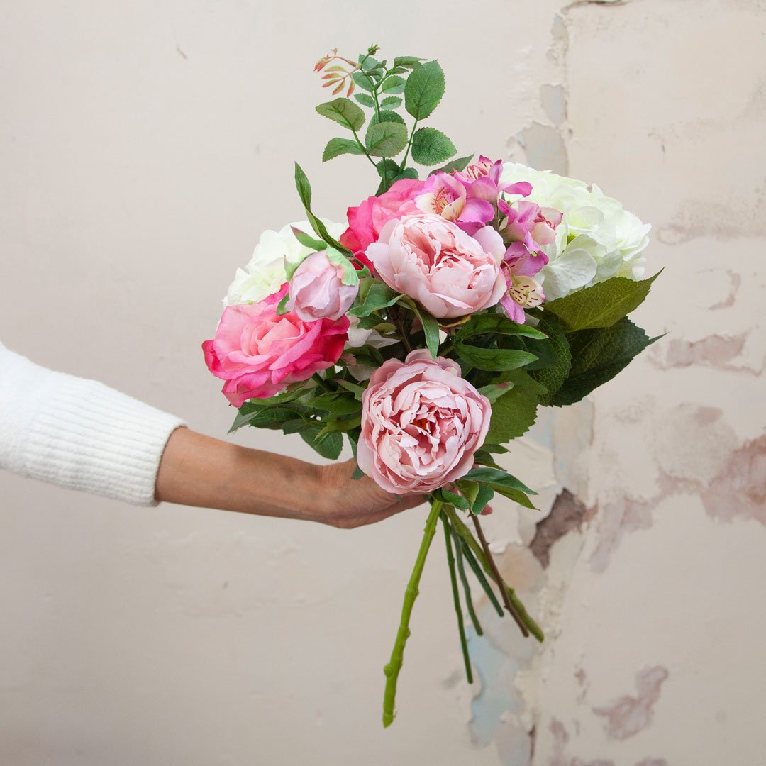 Artificial Bouquet of Roses & Hydrangeas Peony Faux Flowers Shropshire Peony Faux Flowers
