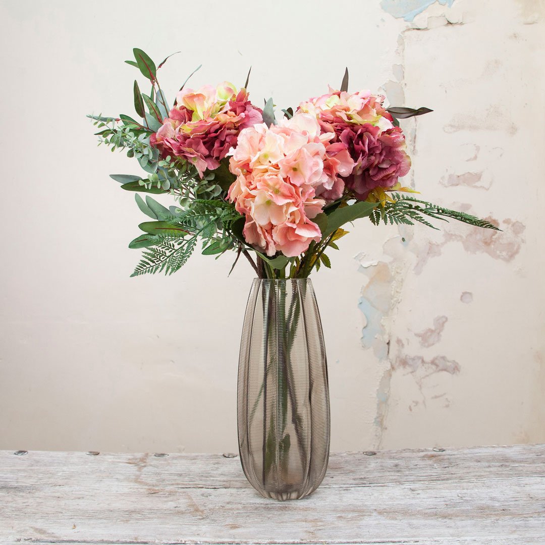 Peach Hydrangea and Fern Bouquet Peony