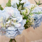 Blue Pom Pom Hydrangea, Eucalyptus Berries and Foliage Bouquet Peony