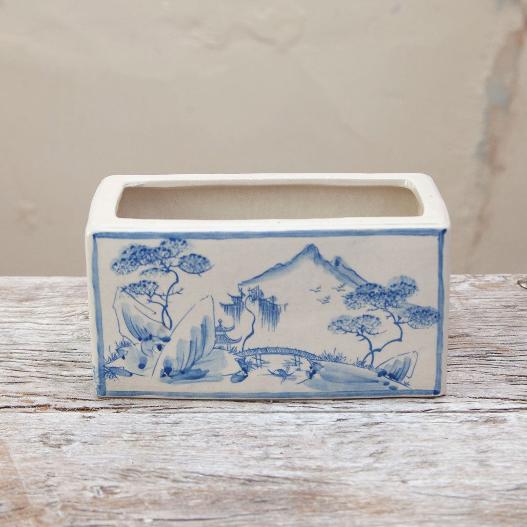 Hand Painted Oriental Planter Peony