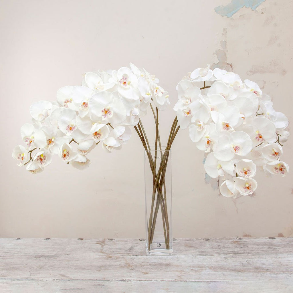 Real Touch Bridal White Phalaenopsis Orchid Stem Peony