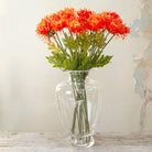 Orange Chrysanthemum Stem with Foliage Peony