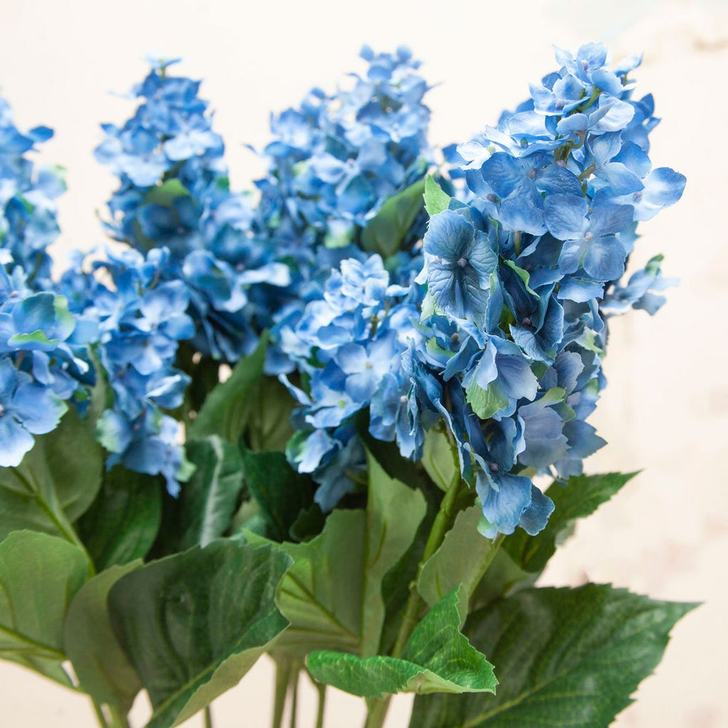 Blue Cone Head Hydrangea Stem with Leaves Peony