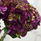 Purple and Green Pom Pom Hydrangea Stem with Leaves Peony