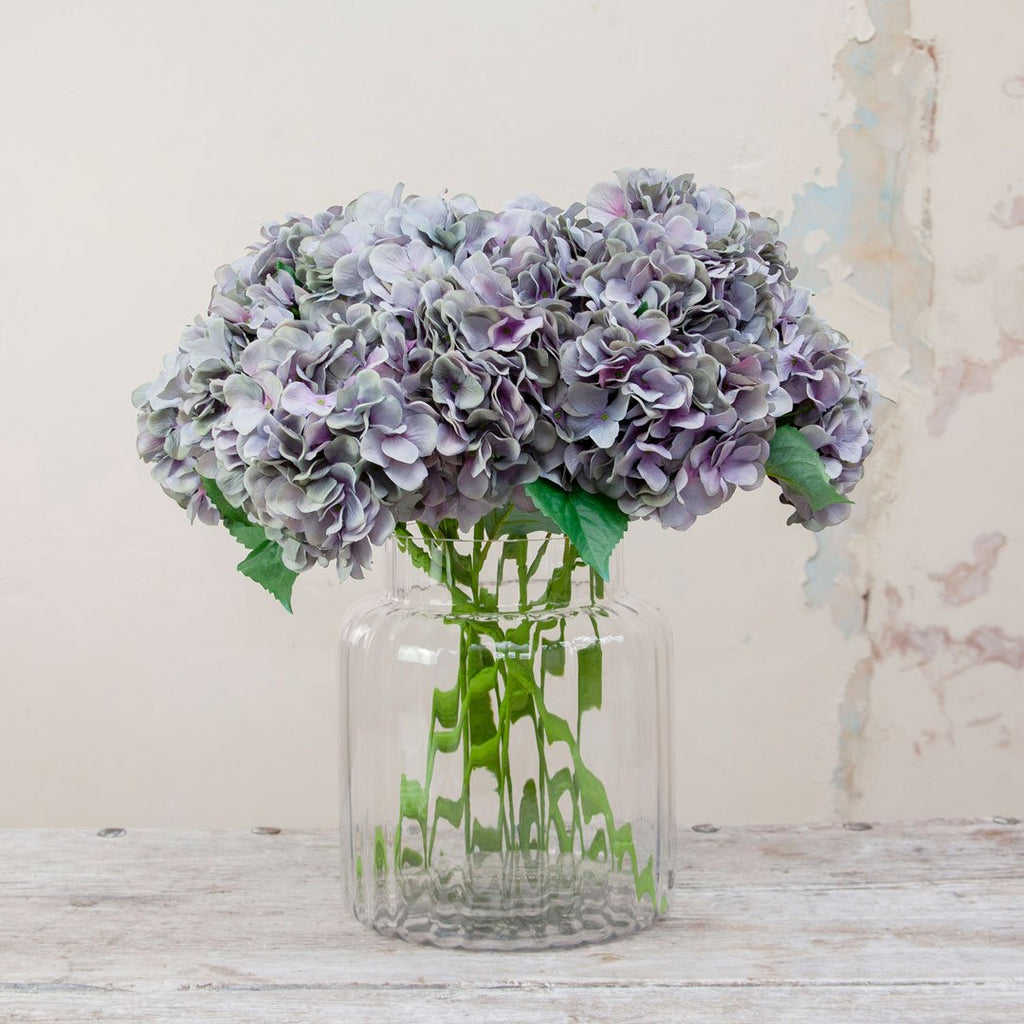 Vintage Blue Hydrangea Stem Peony