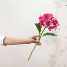 Fuchsia Hydrangea Stem with Leaves Peony