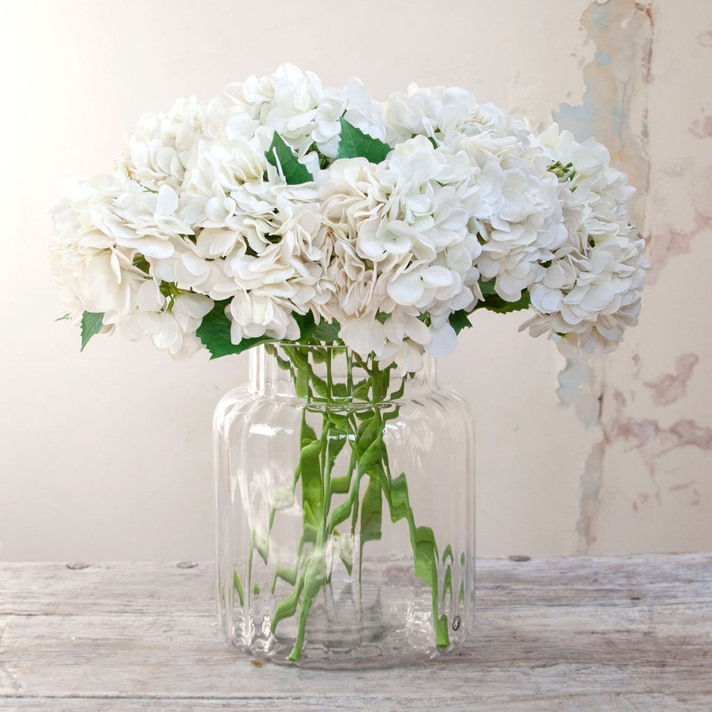 Real Touch Bridal White Hydrangea Stem with Leaves Peony