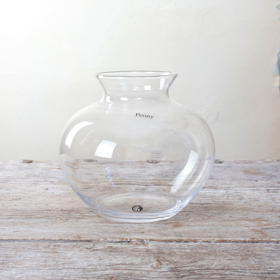 Mouth Blown, Lipped Fish Bowl Vase Peony