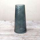 Mouth Blown, Dark Blue Glass Vase Peony