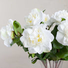 White Camellia Stem with Leaves Peony