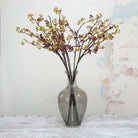 Woody branch of hand painted berries. Peony