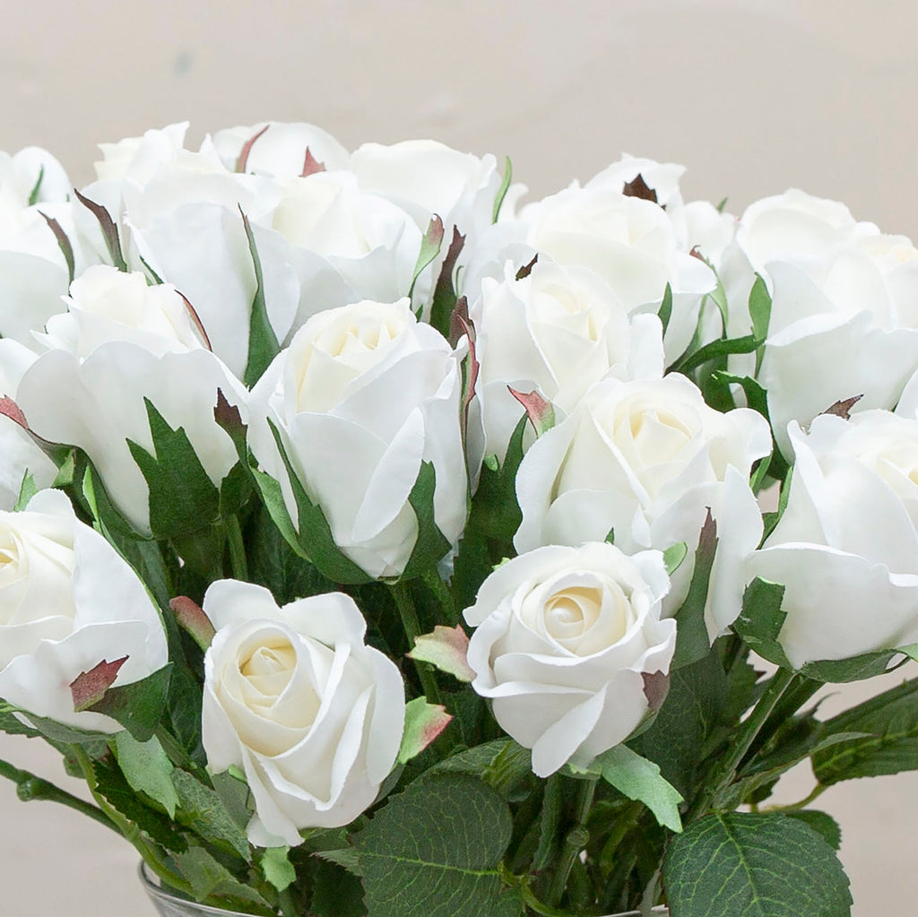 Real touch rose bud in bridal white. Peony