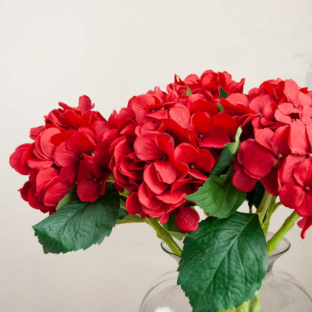 Red Hydrangea with Leaves on a Waterproof Stem Peony