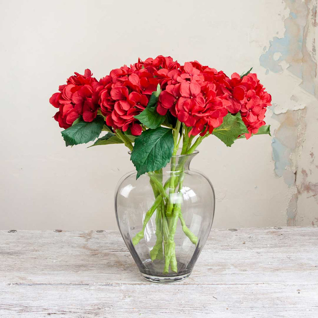 Red Hydrangea with Leaves on a Waterproof Stem Peony
