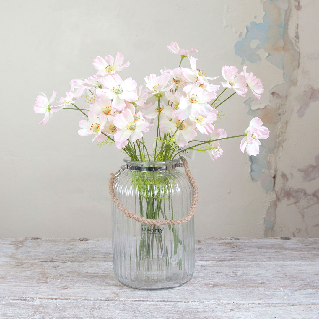 Pale Pink Cosmos Stem with Greenery Peony