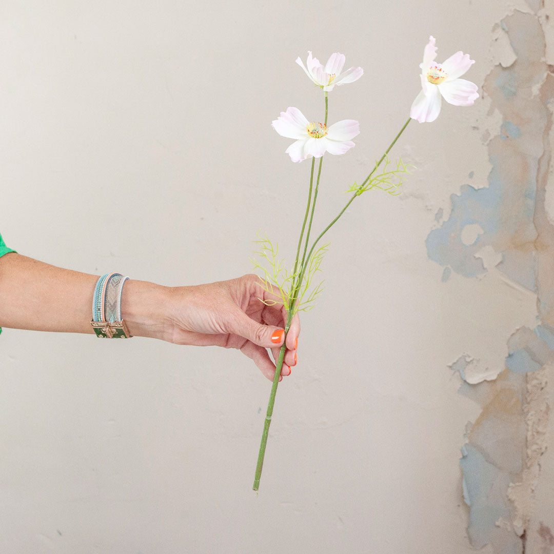 Pale Pink Cosmos Stem with Greenery Peony