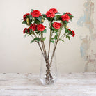 Red Camellia Spray with Buds and Leaves Peony