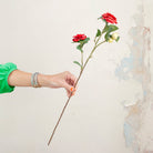Red Camellia Spray with Buds and Leaves Peony