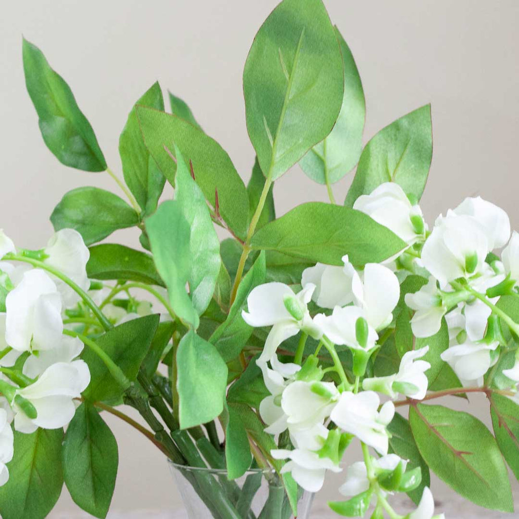 White Wisteria Stem with Leaves  Peony