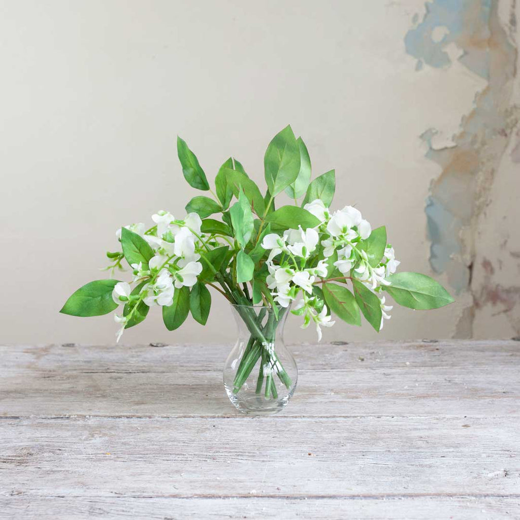 White Wisteria Stem with Leaves  Peony