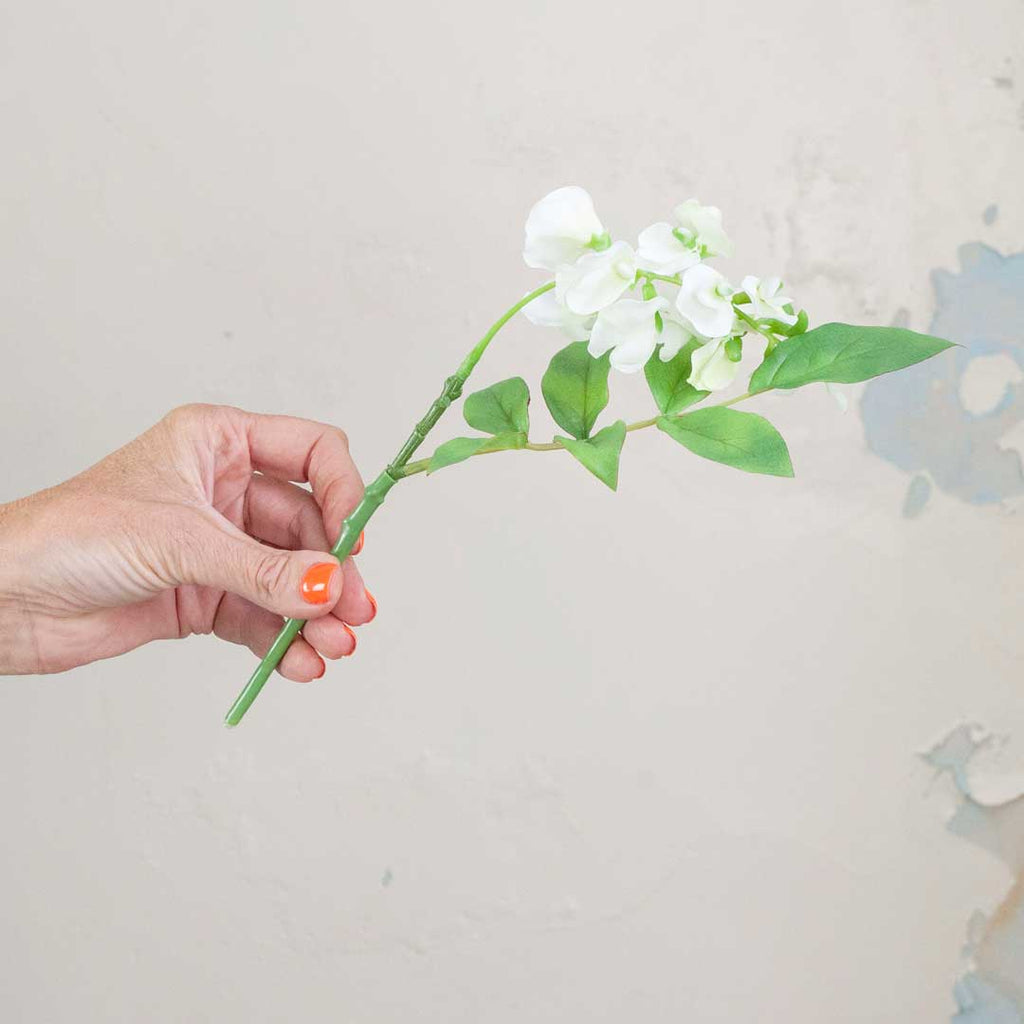 White Wisteria Stem with Leaves  Peony