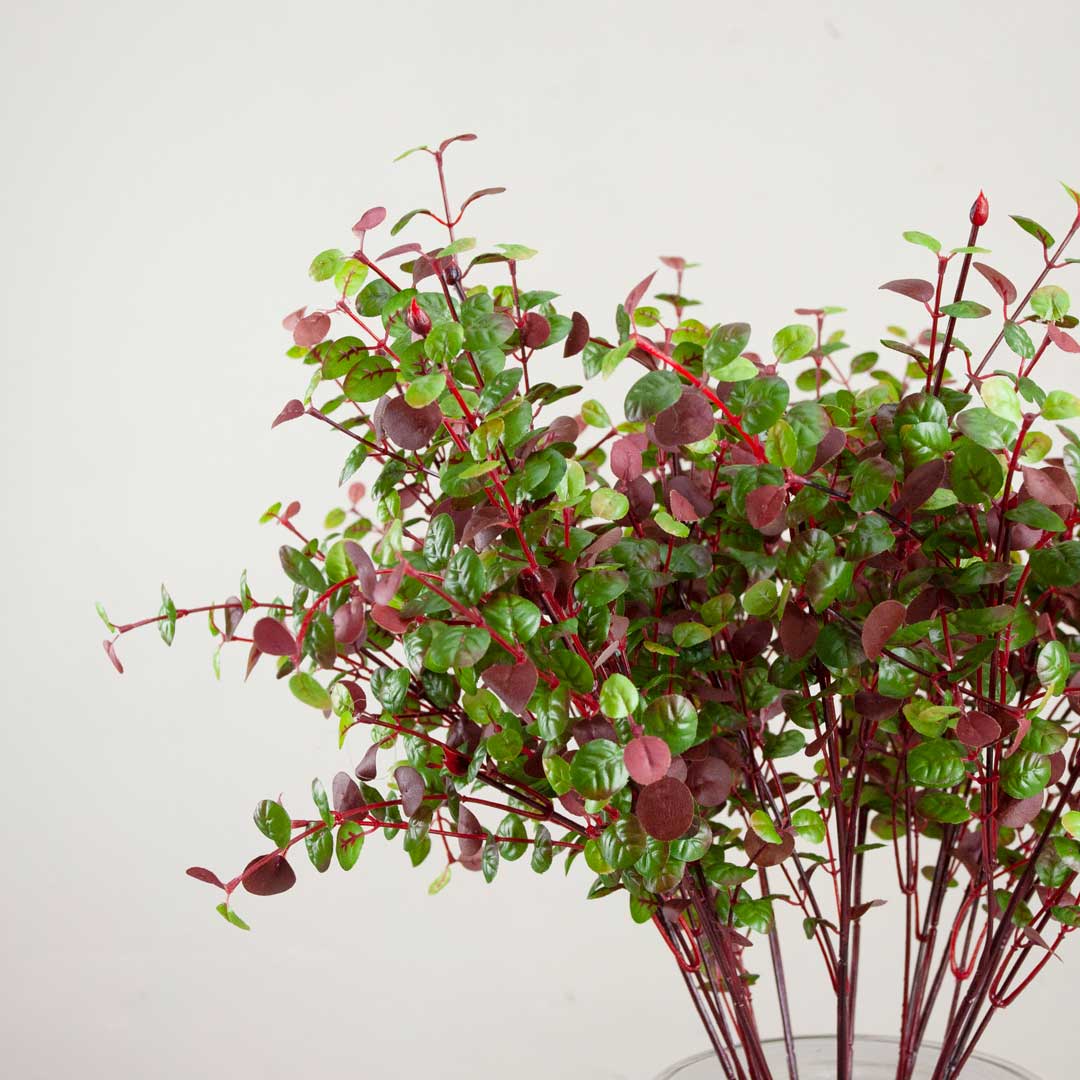 Red / Brown Eucalyptus Spray Peony