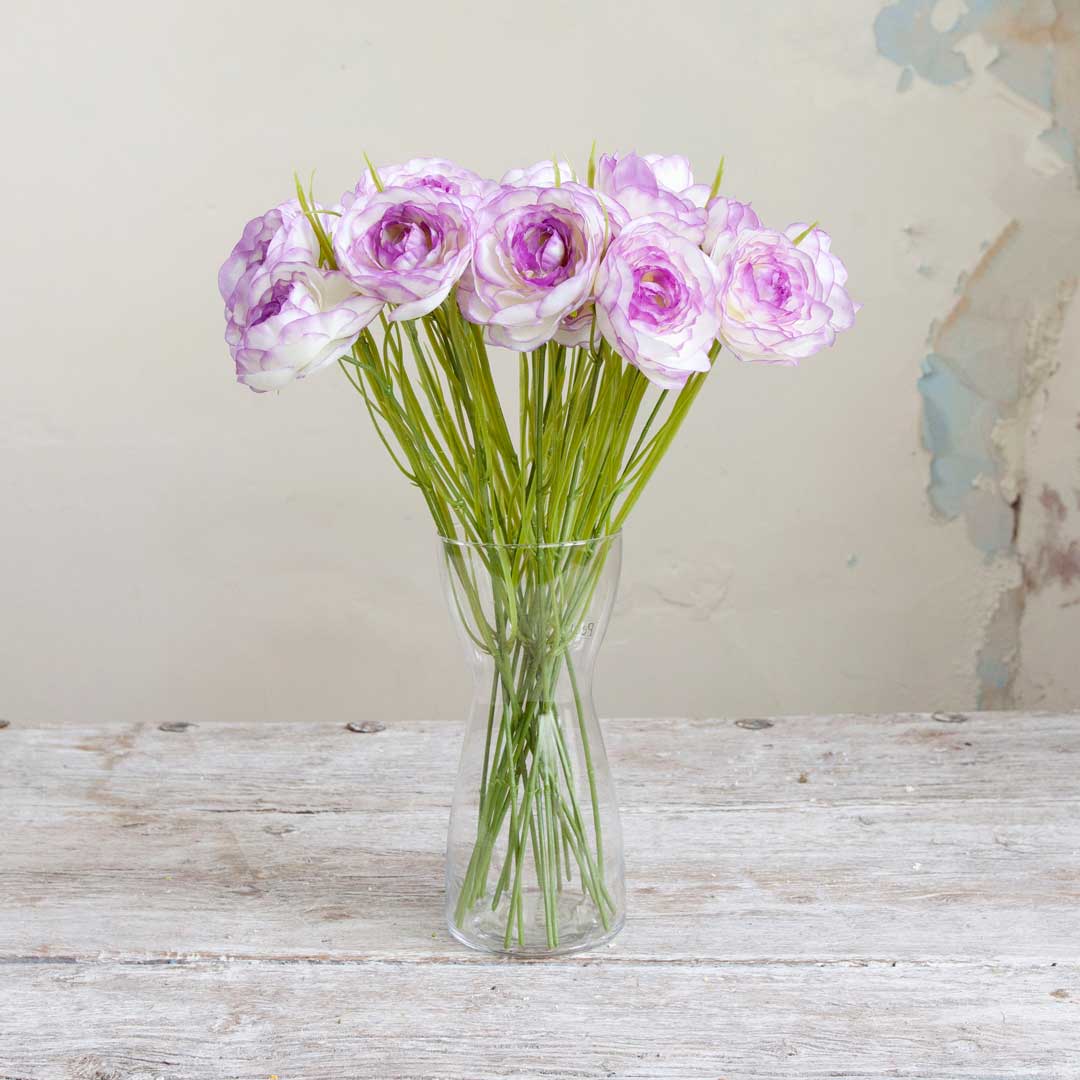 Lavender Ranunculus Stem with Leaves Peony
