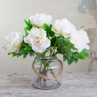 White Peony with Leaves on a Long Stem Peony