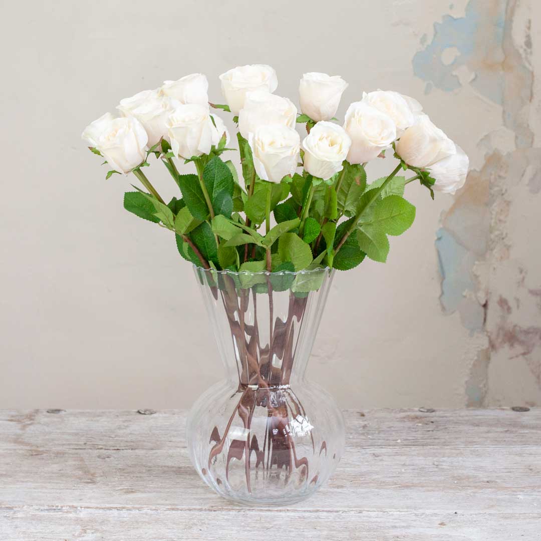 Real Touch Peach / Pink Rose with Leaves on a Long Stem Peony