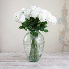 White Rose with Leaves on a Long Stem Peony