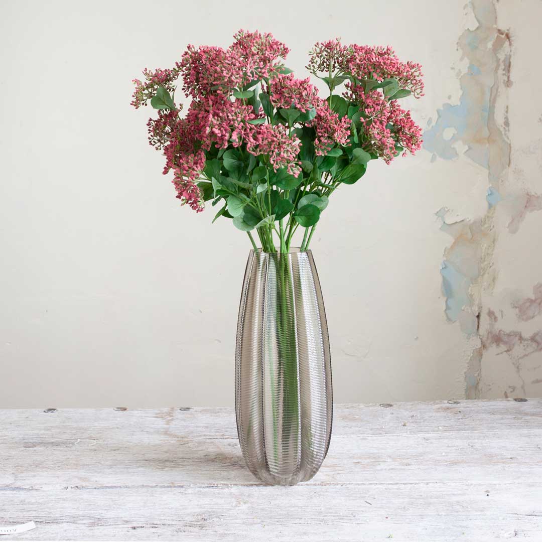 Achillea with Dark Pink Berries and Leaves on a Long Stem Peony
