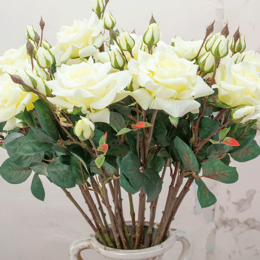 Lemon real touch rose with buds and foliage Peony