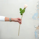 Artificial Apricot Real Touch Rose with Foliage on a Long Stem 
