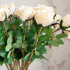 Yellow Real Touch Rose with Leaves on a Long Stem Peony
