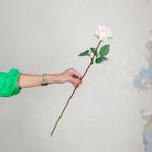 Real Touch Rose Bud with Leaves on a Long Stem Peony