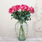 Real touch fuchsia rose stem with leaves Peony