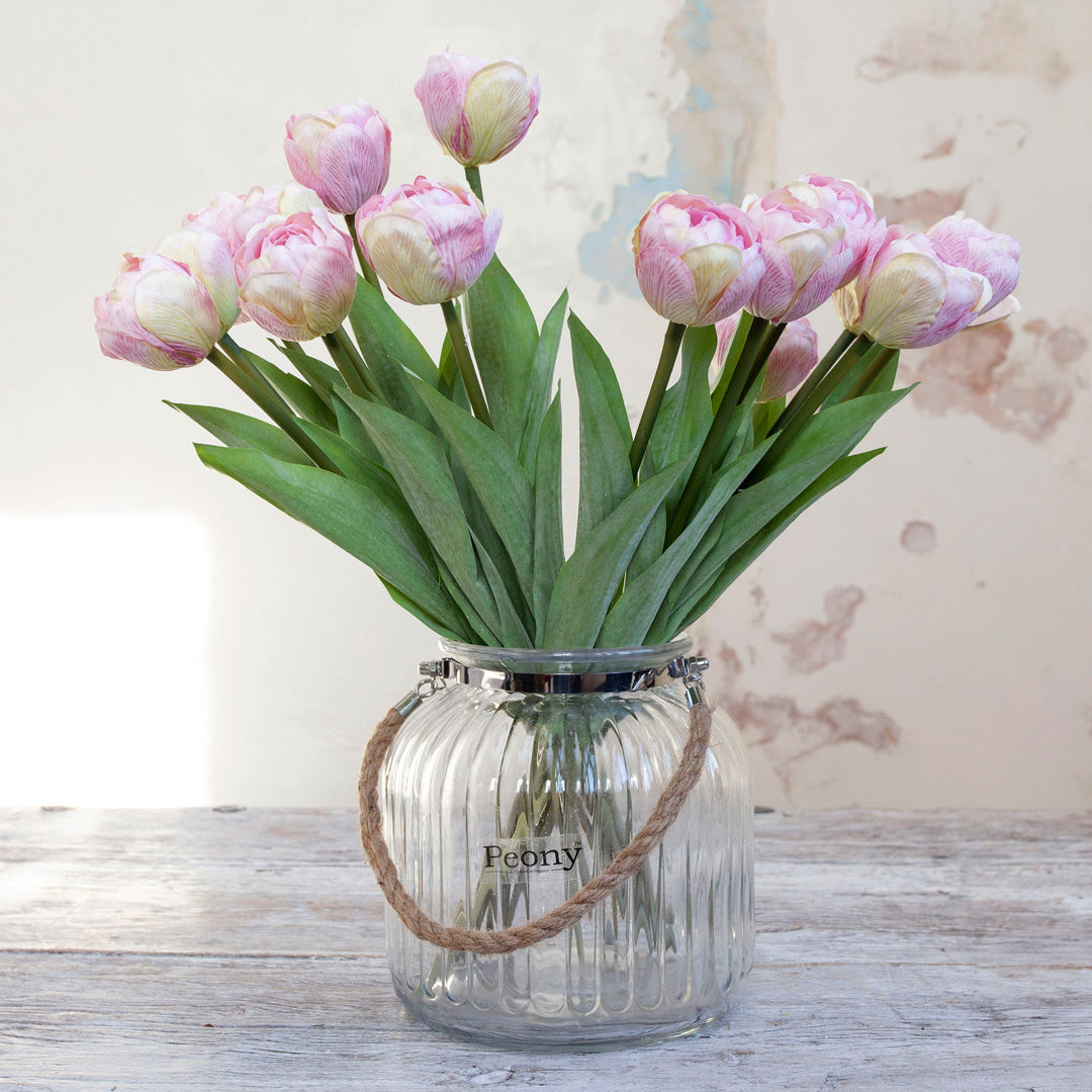 Pale Pink Real Touch Tulip Stem - Default Title - Peony Faux Flowers